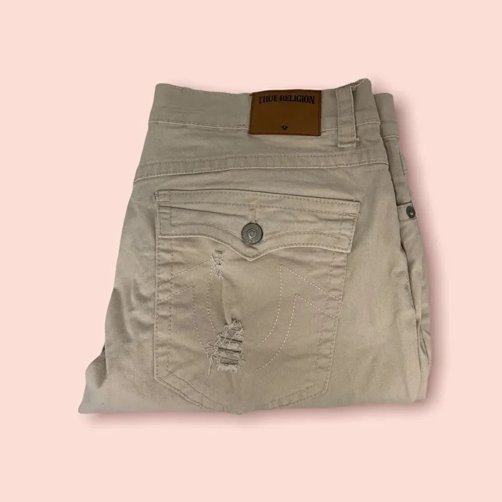 True Religion Geno Relaxed Slim Cream Pants 38 Waist 40 Length 33